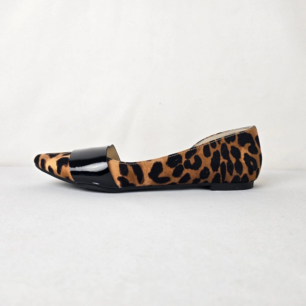 Chinese Laundry Leopard Print Patent Pointed Toe D’Orsay Flats Size 7
